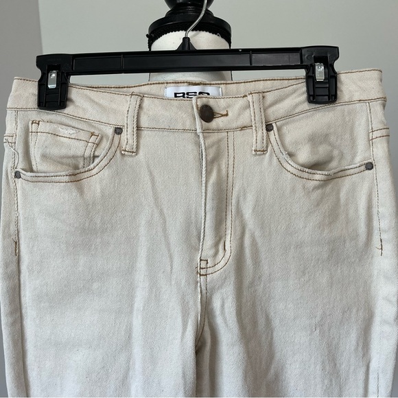 RSQ size 28 high rise straight leg distressed neutral color frayed hem - Picture 9 of 16